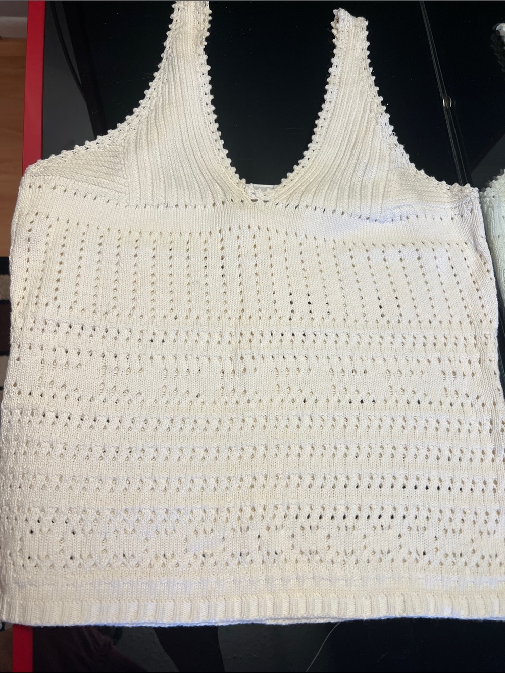 AXCESS White Crochet Knit Tank Top Sz.XL